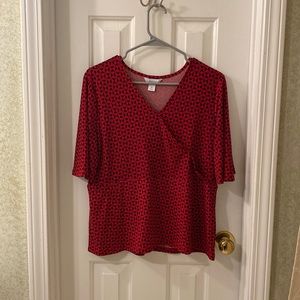 NWOT Liz Claiborne Red and black top